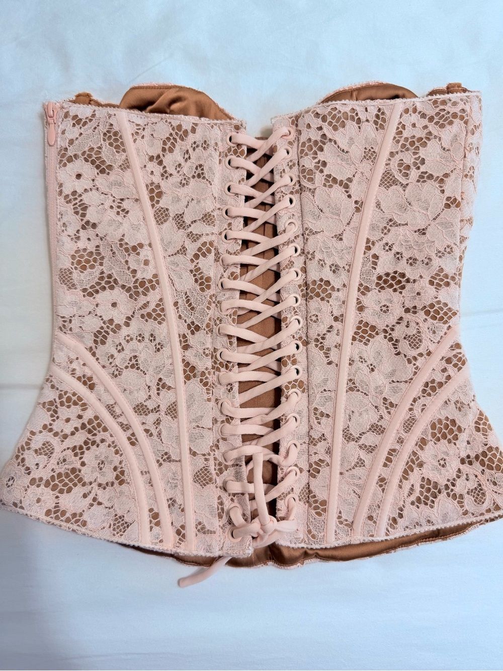 House of CB Solaine Floral Lace Bustier Corset in Baby Blush Pink size XS